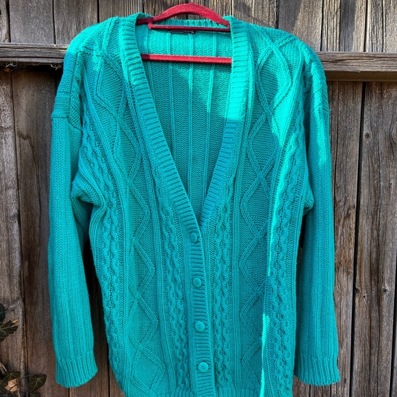 Honors Vintage 1990s Green Grandpa Cardigan Button Down Oversized Sweater XL/XXL - Picture 9 of 9